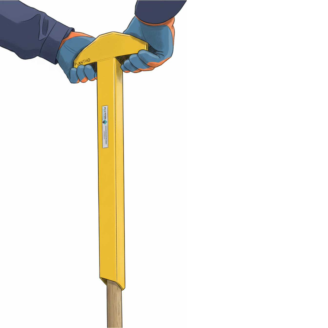 StakeAid Tool pushing stake for tree sapling into ground